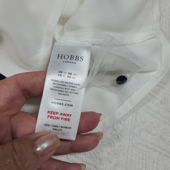 Hobbs London Rhianna blouse in white w/navy piping Size 10 Minimalistic Corpcore - Picture 7 of 10